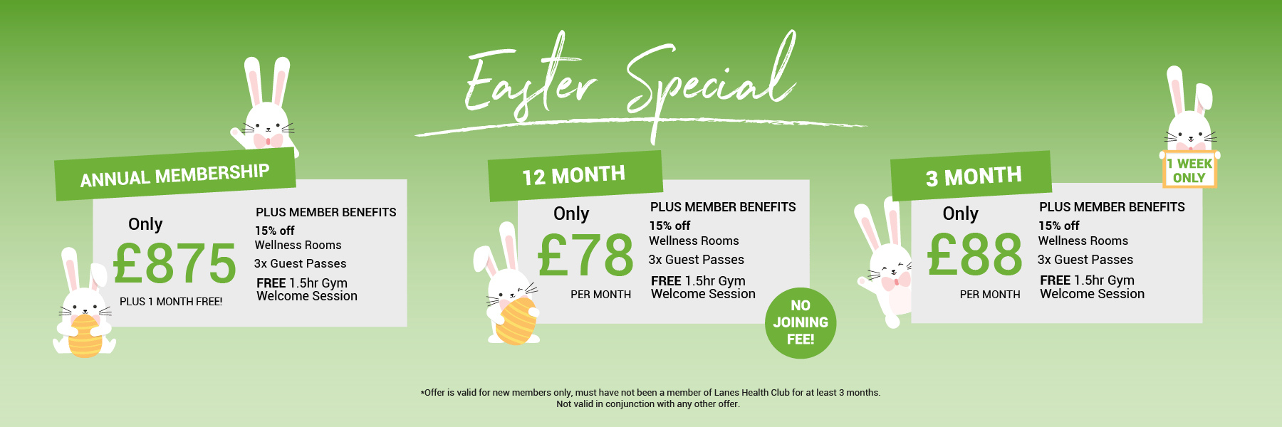 Easter promotion £78pm